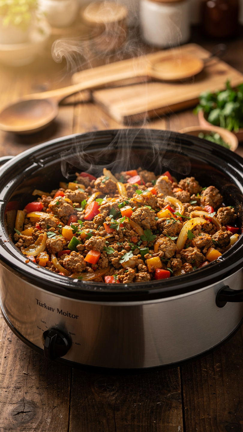 Easy Ground Turkey Crockpot Recipe with Broccoli and Sweet Potato