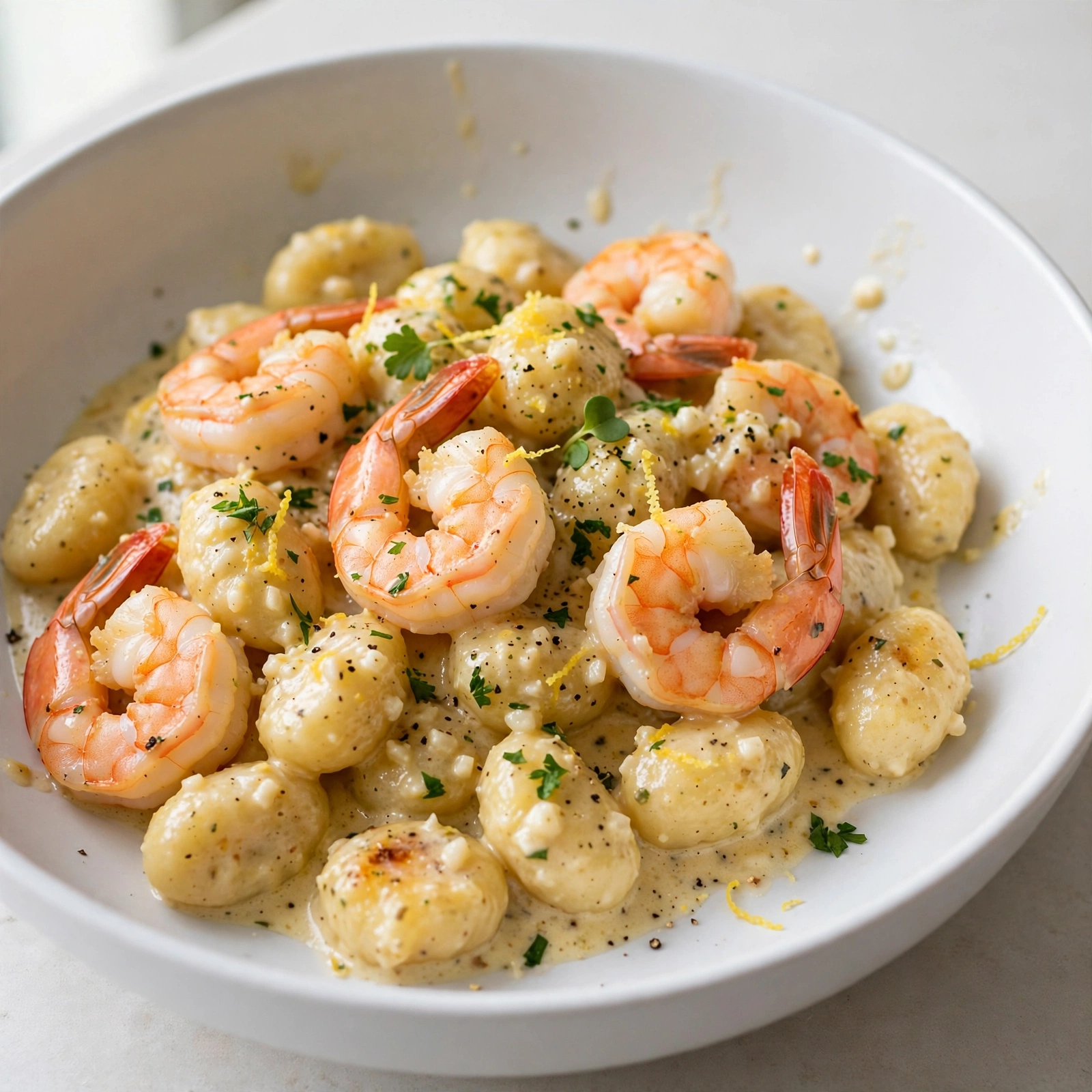 Creamy Lemon Garlic Shrimp and Gnocchi