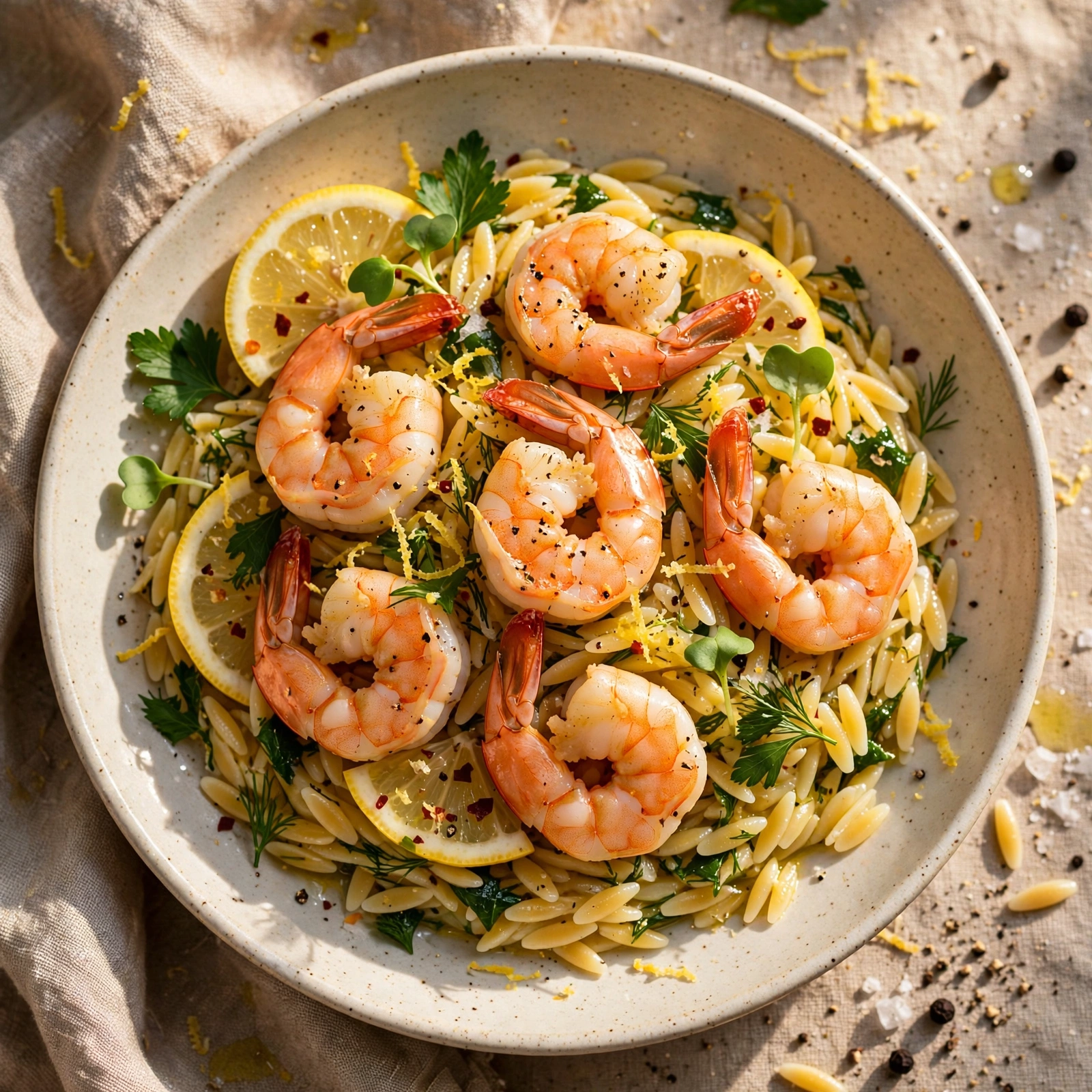 Lemon Pepper Shrimp Orzo