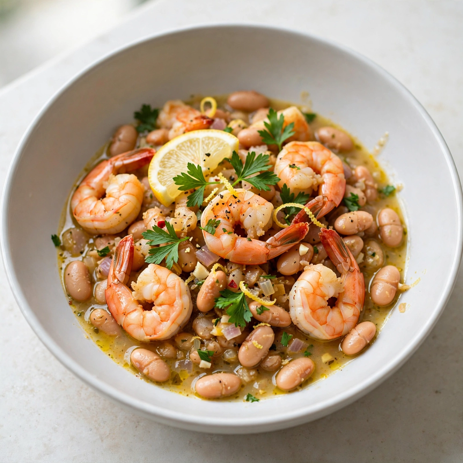 Lemony Shrimp and Bean Stew