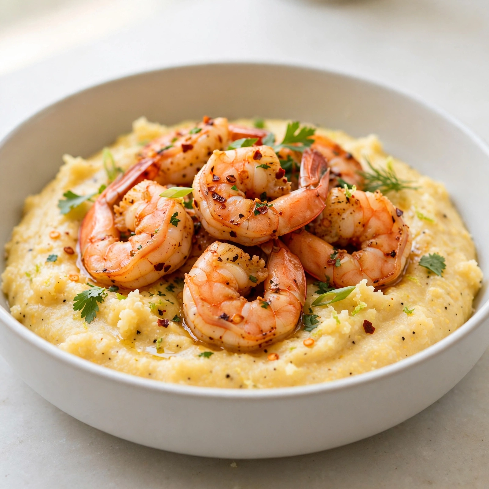 Spicy Shrimp and Creamy Polenta